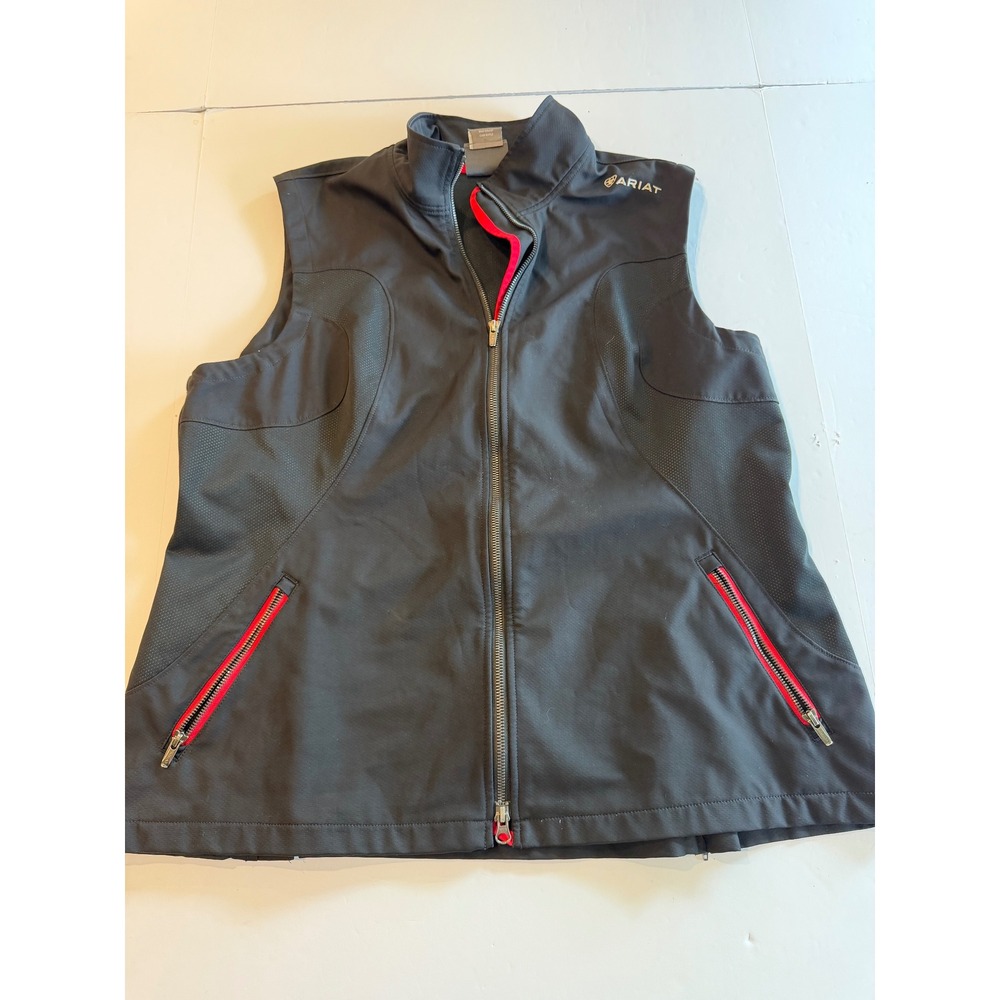 Ariat Mens XXL Black Softshell Riding Vest Full Zip Fit For A Rider Equestrian